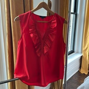 Size Large Red J.Crew sleeveless blouse with v neck and ruffles